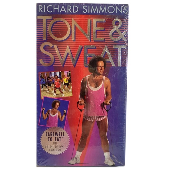 VTG 1994 NEW SEALED VHS RICHARD SIMMONS TONE & SWEAT EXERCISE TAPE ORIGINAL BOX - Picture 2 of 9
